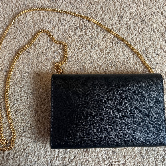 Yves Saint Laurent Black and Gold Clutch with Iconic Logo - Picture 3 of 14